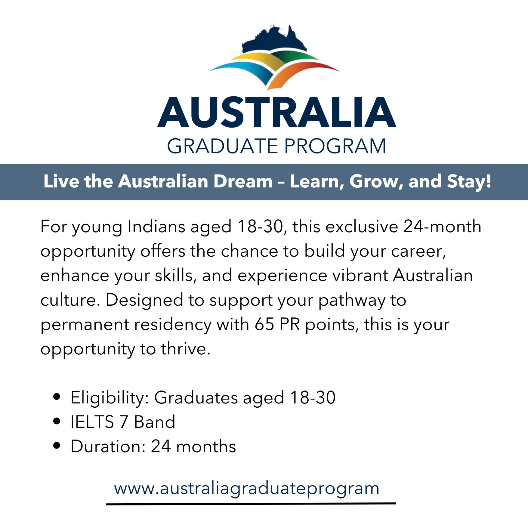 Australia Graduate Program: Opportunity for Graduates (18-30) with IELTS 7 Band in $2,000